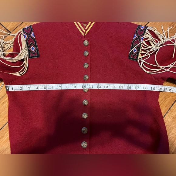 VINTAGE Double D Ranch Western Military Festival Fringe Beaded Wool Red Jacket - Picture 9 of 11